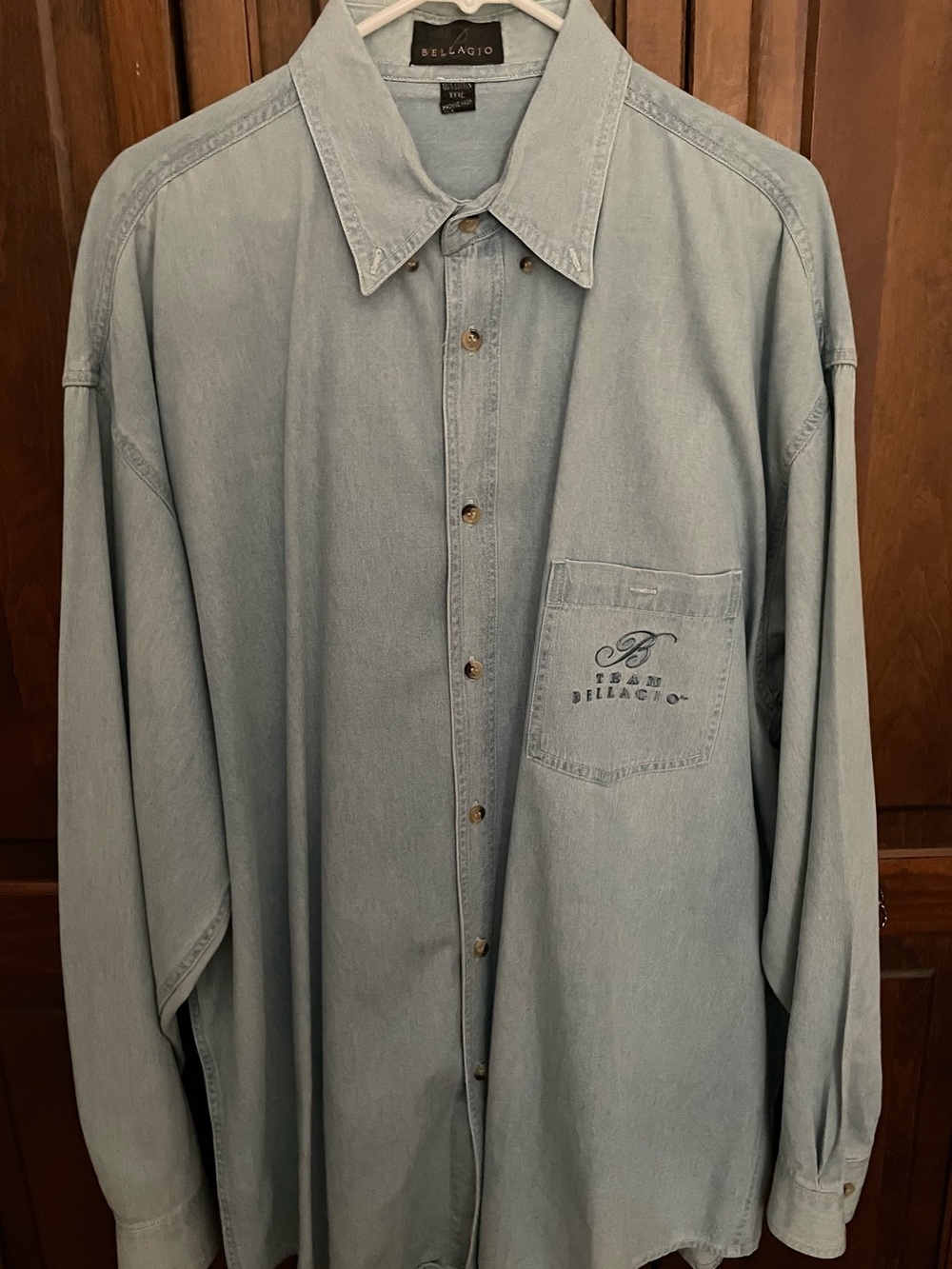 Men’s XXXL Bellagio Light Wash Blue Denim Button-Up Shirt